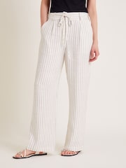 Monsoon Natural Sara Stripe Trousers - Image 2 of 6