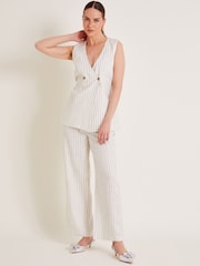 Monsoon Natural Sara Stripe Trousers - Image 3 of 6