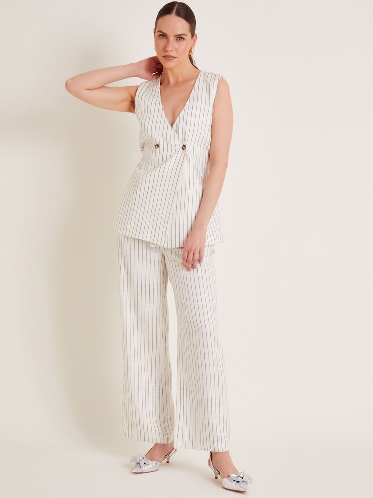 Monsoon Natural Sara Stripe Trousers - Image 3 of 6
