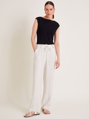 Monsoon Natural Sara Stripe Trousers - Image 5 of 6