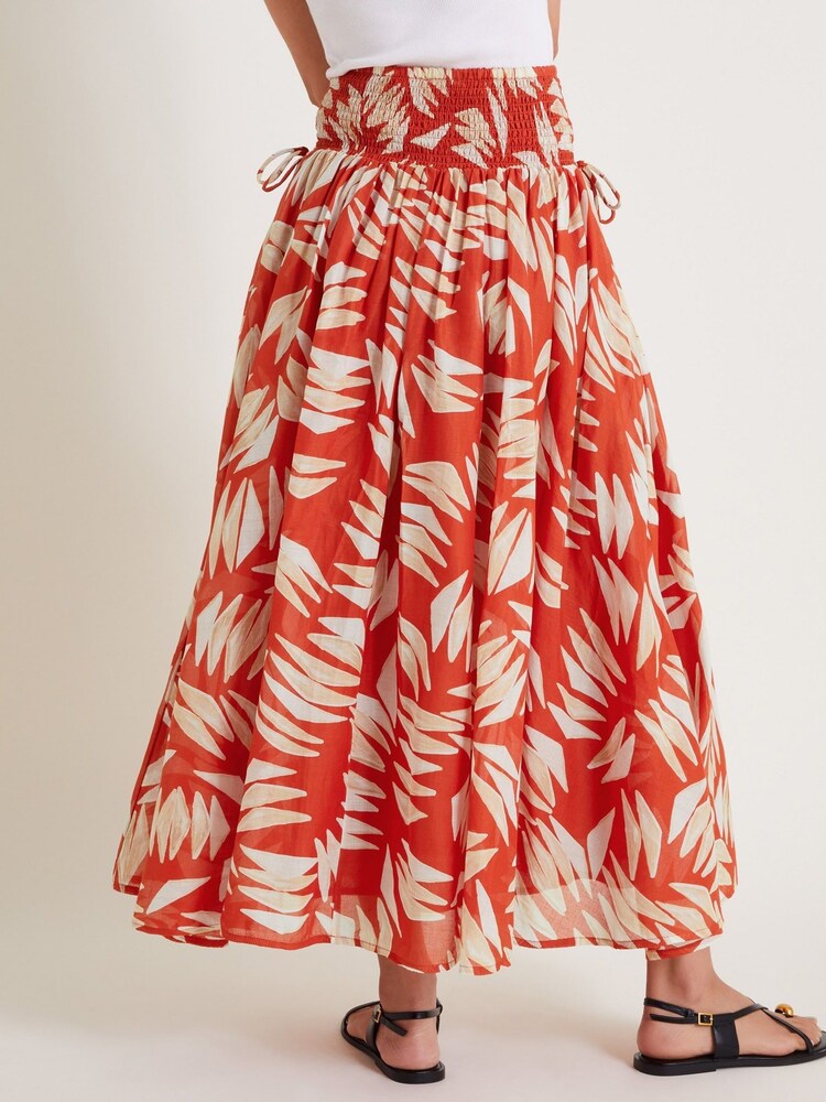 Monsoon Orange Shelly Abstract Print Maxi Skirt - Image 3 of 3