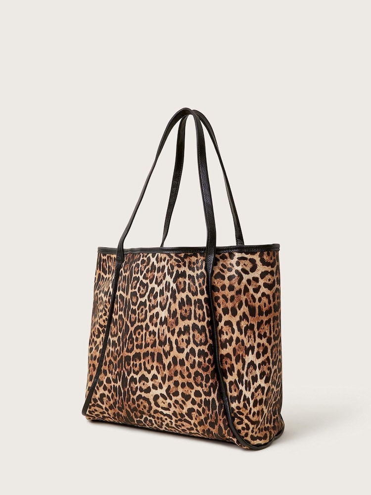 Monsoon Animal Mava Leopard Print Faux Leather Tote Bag - Image 2 of 3