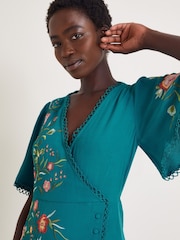 Monsoon Blue Maya Floral Embroidered Midi Dress - Image 2 of 4
