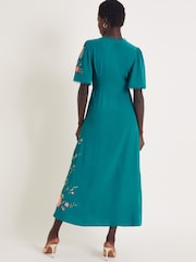 Monsoon Blue Maya Floral Embroidered Midi Dress - Image 3 of 4