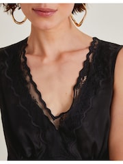 Monsoon Black Carly Satin Lace Vest - Image 4 of 6