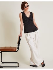 Monsoon Black Carly Satin Lace Vest - Image 5 of 6