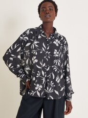 Monsoon Black Kiah Printed Jersey Shirt - Image 1 of 5