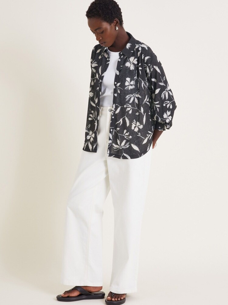 Monsoon Black Kiah Printed Jersey Shirt - Image 5 of 5