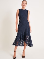 Monsoon Blue Gianna Sleeveless Lace Midi Dress - Image 1 of 4