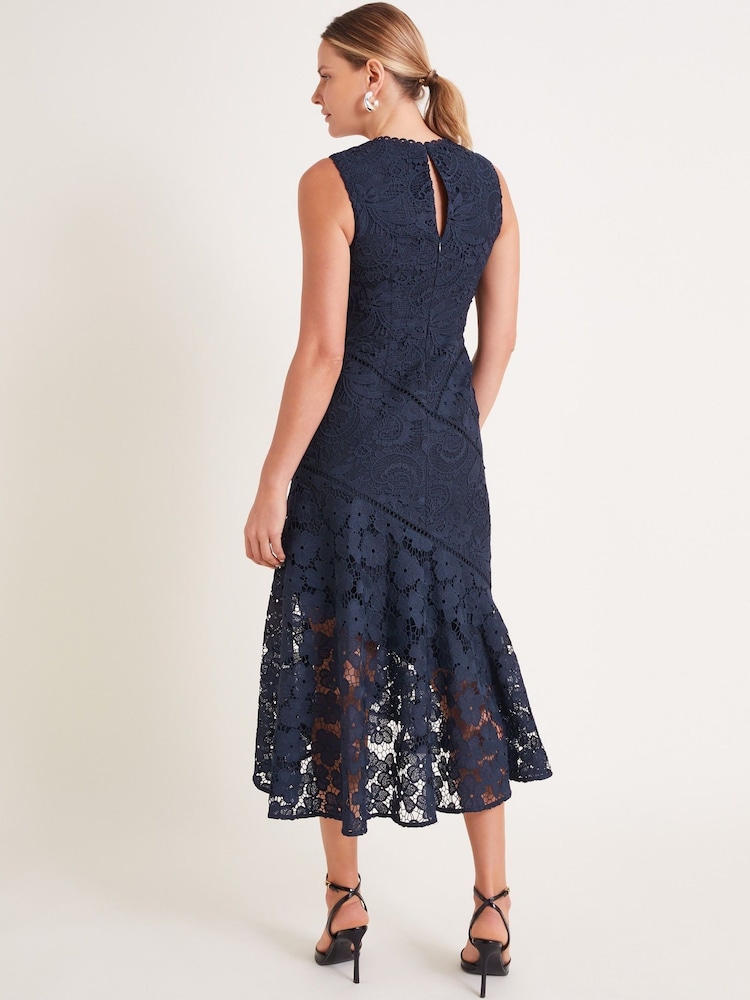 Monsoon Blue Gianna Sleeveless Lace Midi Dress - Image 3 of 4