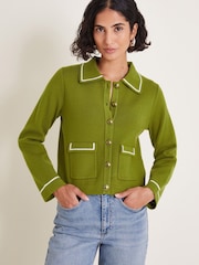 Monsoon Green Nicki Collar Knit Jacket - Image 1 of 5