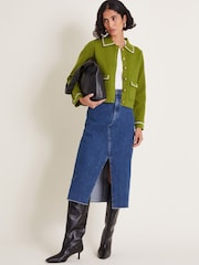 Monsoon Green Nicki Collar Knit Jacket - Image 5 of 5