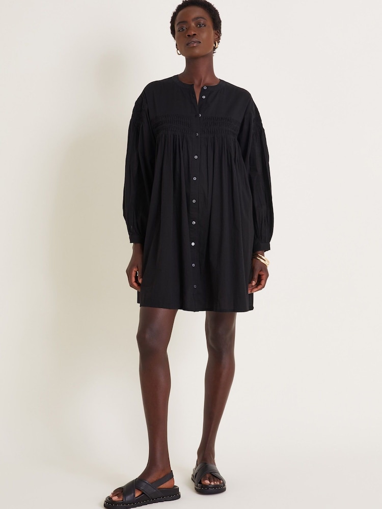 Monsoon Black Melissa Long Sleeve 100% Cotton Mini Dress - Image 1 of 5