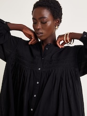 Monsoon Black Melissa Long Sleeve 100% Cotton Mini Dress - Image 4 of 5