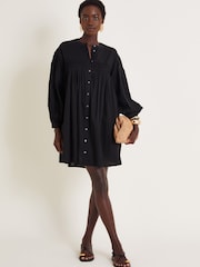 Monsoon Black Melissa Long Sleeve 100% Cotton Mini Dress - Image 5 of 5