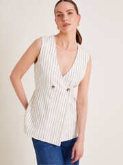 Monsoon Natural Sara Stripe Waistcoat - Image 1 of 4