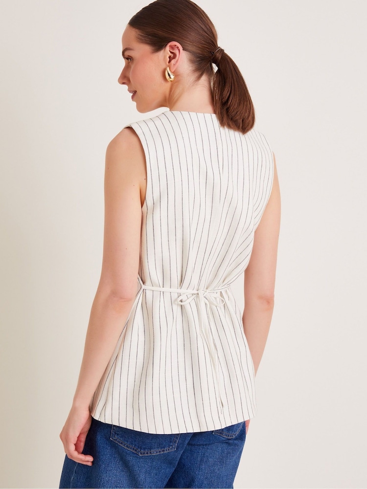 Monsoon Natural Sara Stripe Waistcoat - Image 2 of 4