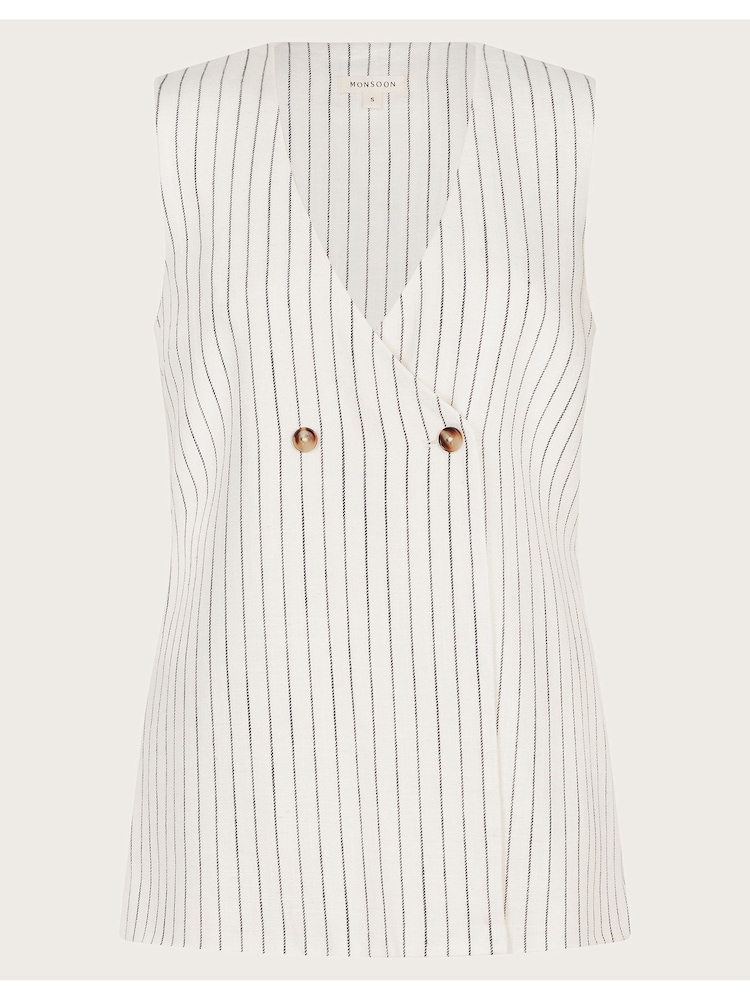 Monsoon Natural Sara Stripe Waistcoat - Image 4 of 4