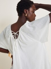 Monsoon White Cynthia Embroidered Short Sleeve 100% Cotton Mini Dress - Image 4 of 5