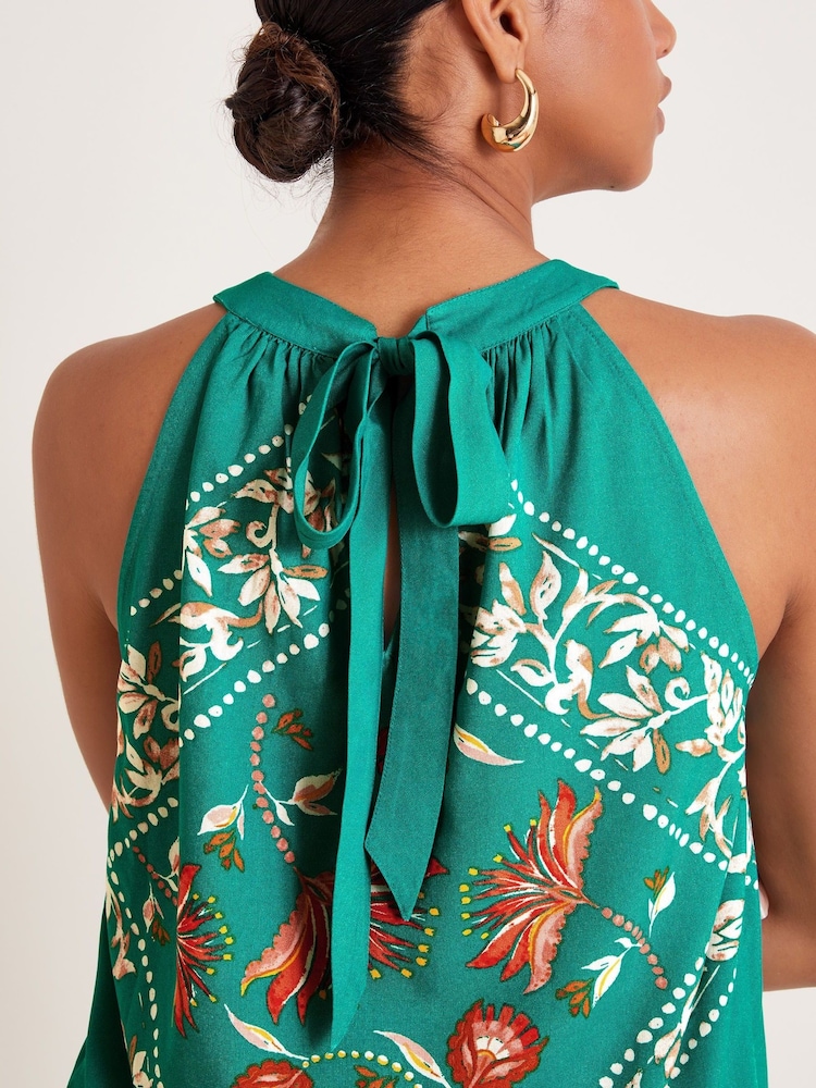 Monsoon Blue Mila Scarf Print Halter Top - Image 2 of 6