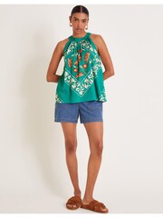 Monsoon Blue Mila Scarf Print Halter Top - Image 5 of 6