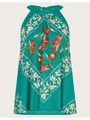Monsoon Blue Mila Scarf Print Halter Top - Image 6 of 6