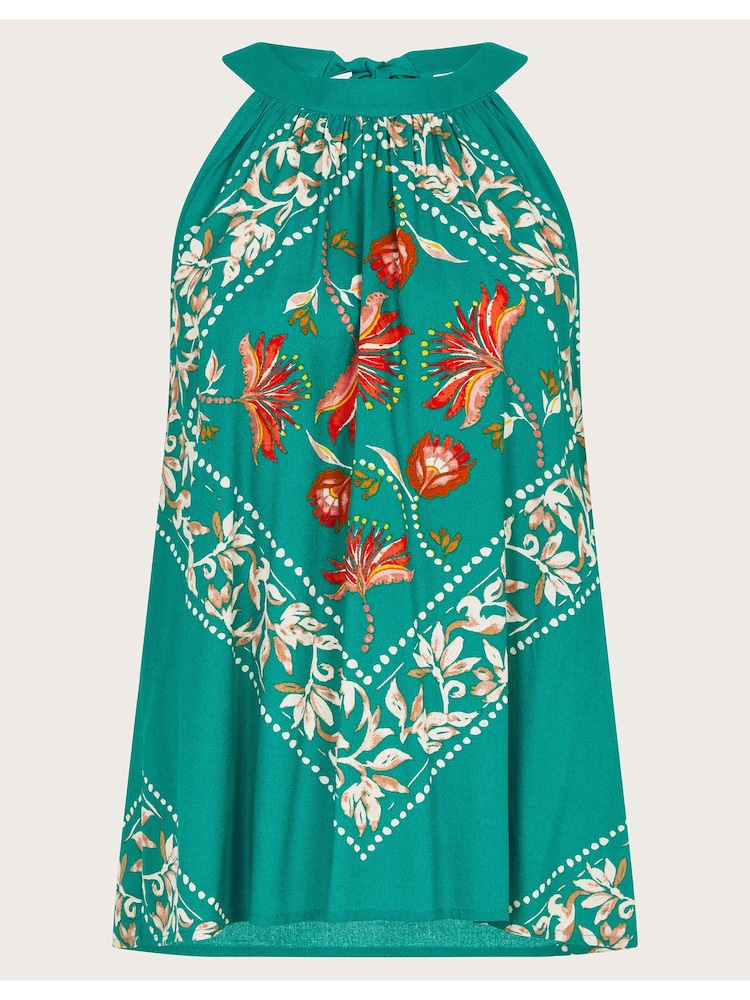 Monsoon Blue Mila Scarf Print Halter Top - Image 6 of 6