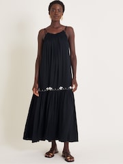 Monsoon Black Sia Seashell Sleeveless Midi Dress - Image 1 of 5