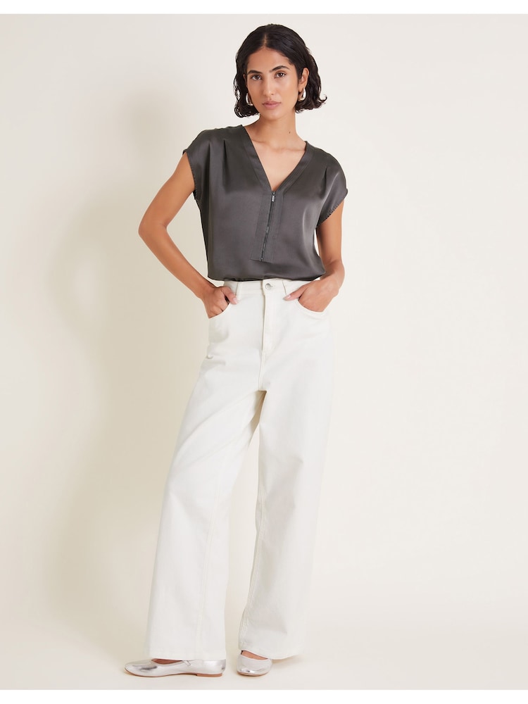 Monsoon Grey Wilde Woven Sleeveless Top - Image 2 of 6