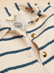 Joules Hampton Cream and Blue Striped Bouclé Jacket - Image 9 of 9
