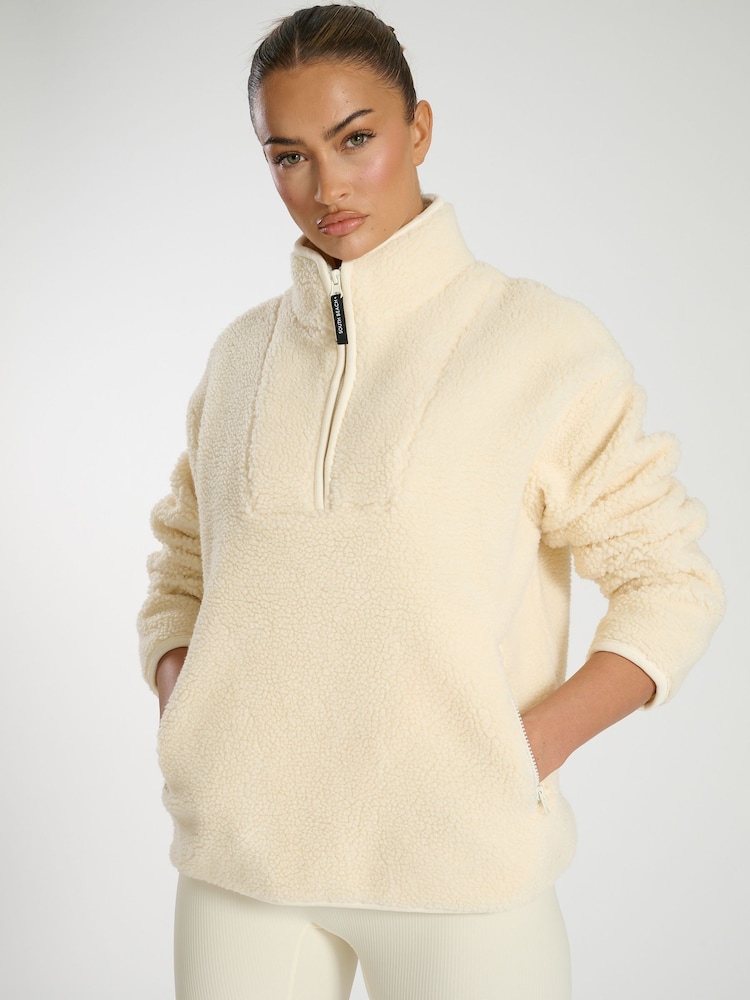 South Beach Cream Borg Quarter Zip Jacket - Image 2 of 6