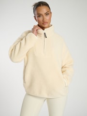 South Beach Cream Borg Quarter Zip Jacket - Image 3 of 6