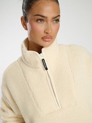 South Beach Cream Borg Quarter Zip Jacket - Image 4 of 6