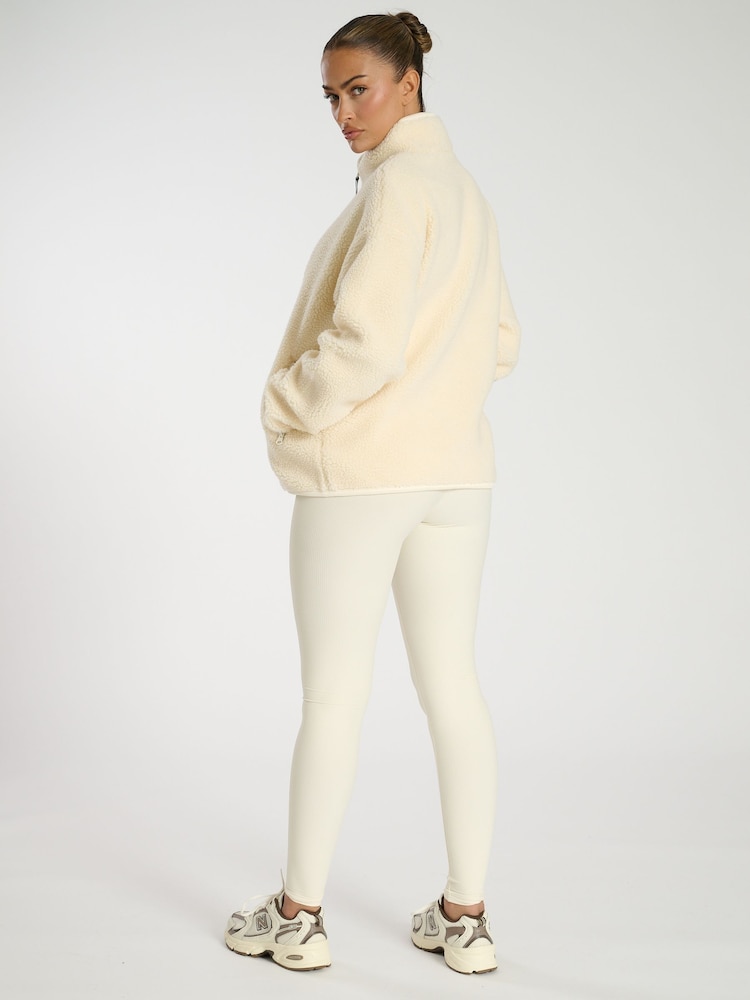 South Beach Cream Borg Quarter Zip Jacket - Image 6 of 6
