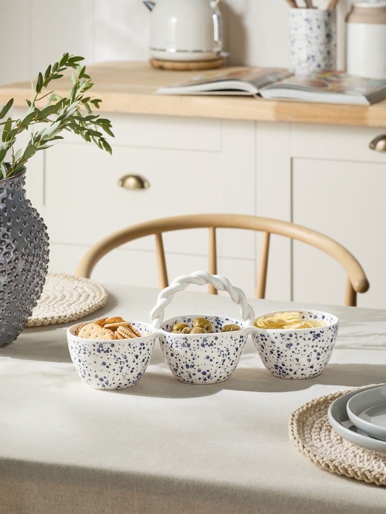 Blue Speckle Nibble and Dip Bowl with Handle - Image 1 of 5
