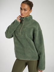 South Beach Green Borg Quarter Zip Jacket - Image 1 of 6