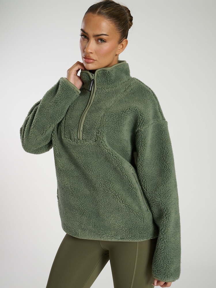 South Beach Green Borg Quarter Zip Jacket - Image 1 of 6