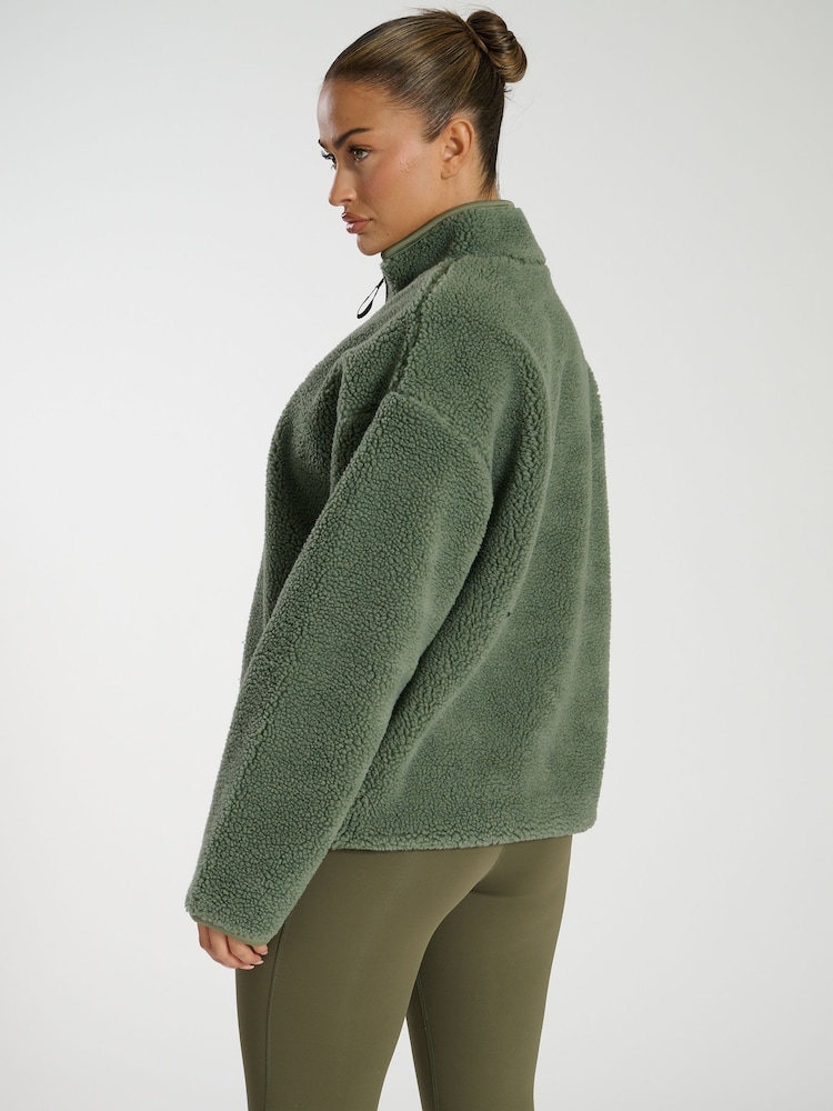 South Beach Green Borg Quarter Zip Jacket - Image 4 of 6