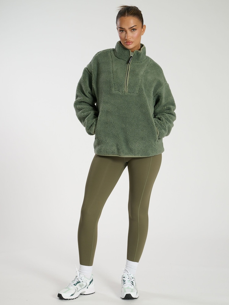 South Beach Green Borg Quarter Zip Jacket - Image 5 of 6
