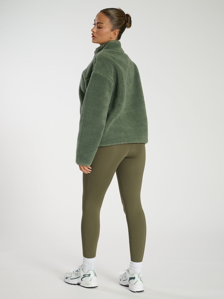 South Beach Green Borg Quarter Zip Jacket - Image 6 of 6