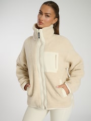South Beach Cream Zip Borg Jacket - Image 2 of 6