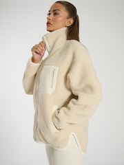 South Beach Cream Zip Borg Jacket - Image 4 of 6