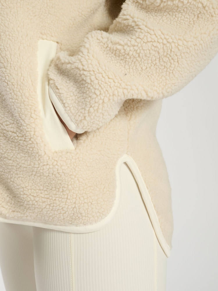 South Beach Cream Zip Borg Jacket - Image 6 of 6
