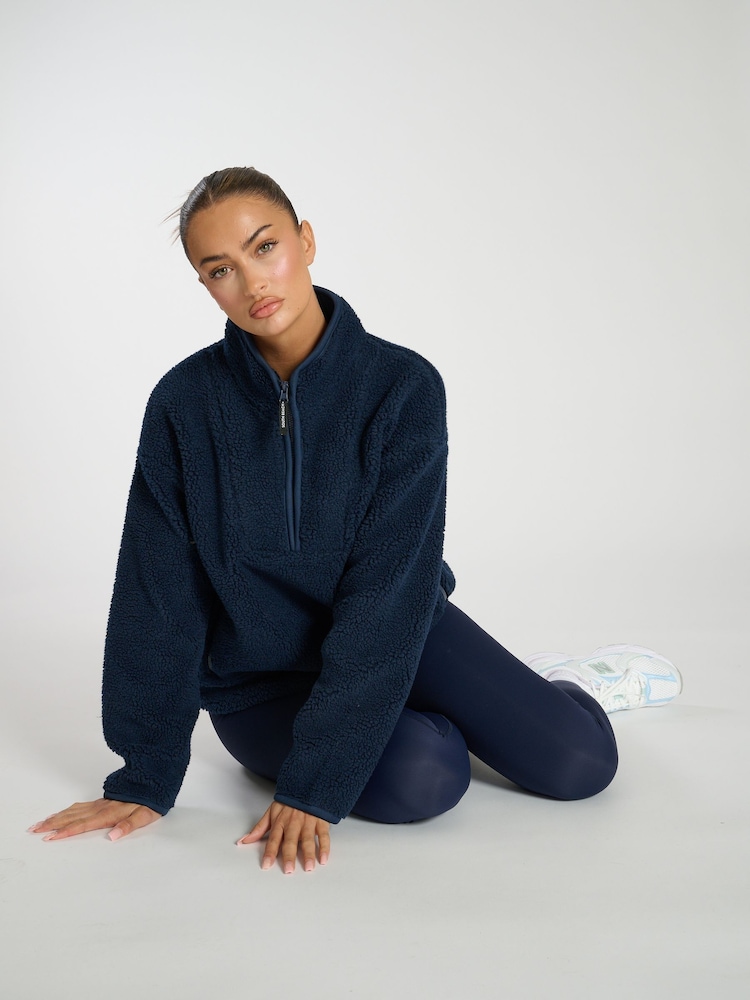 South Beach Blue Borg Quarter Zip Jacket - Image 1 of 6