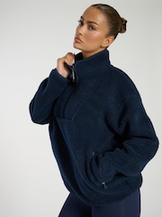South Beach Blue Borg Quarter Zip Jacket - Image 3 of 6