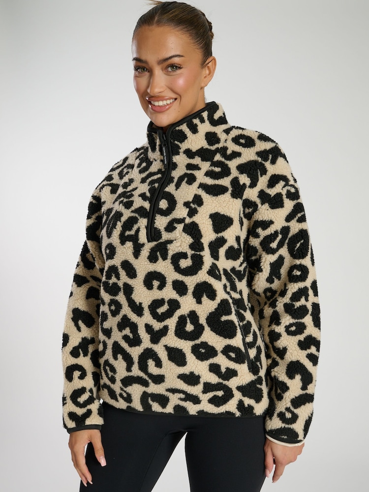 South Beach Natural Borg Quarter Zip Jacket - Image 2 of 6 South Beach Natural Borg Quarter Zip Jacket - Image 2 of 6