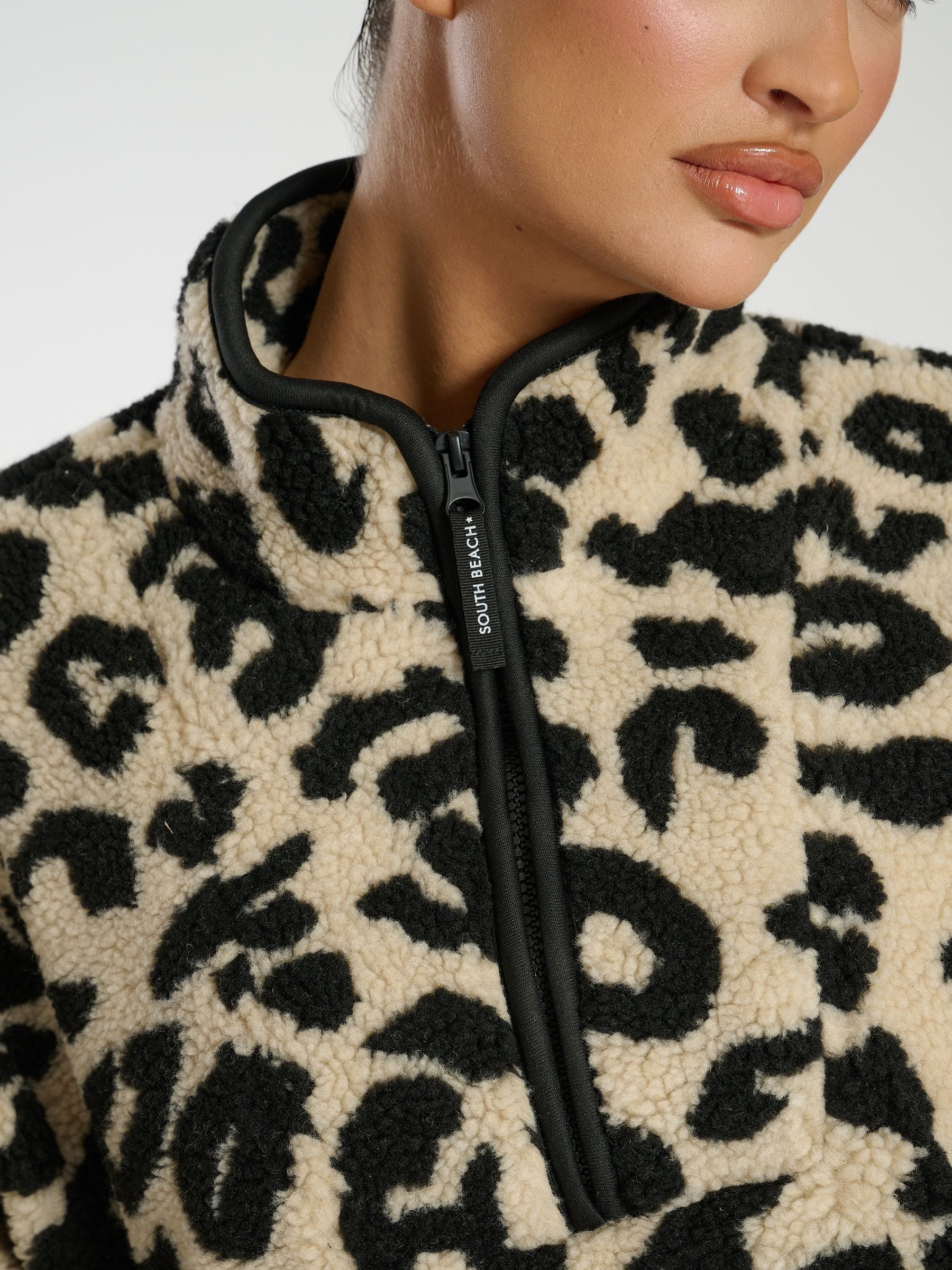 Buy South Beach Natural Borg Quarter Zip Jacket from Next USA