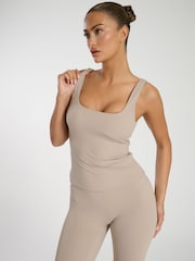 Natural - South Beach Scoop Vest Top With Built-In-Bra - Imagen 4 de 6