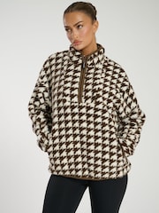 South Beach Brown Borg Quarter Zip Jacket - Image 1 of 6