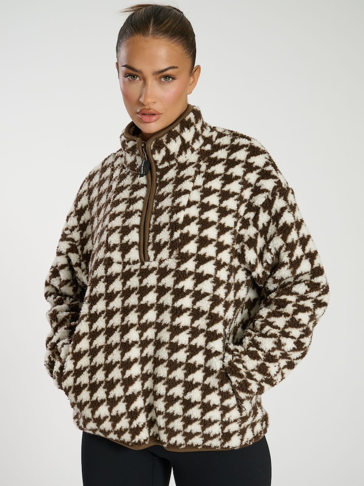 South Beach Brown Borg Quarter Zip Jacket - Image 2 of 6